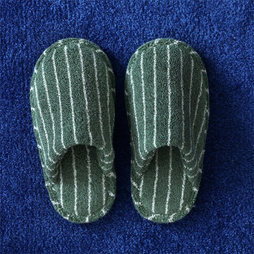 Thin Striped House Slippers | Green / One Size