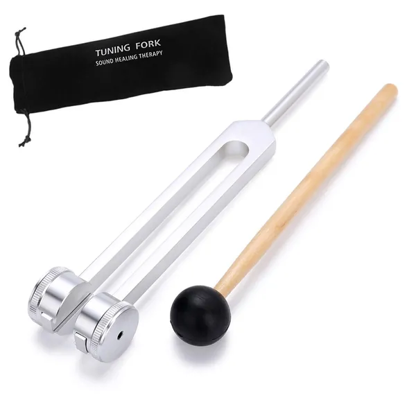 Bysameyee Tuning Fork 128 Hz, C-128 Frequency Aluminum Alloy Medical Non-Magnetic Tuning Fork for Healing with Taylor Percussion Hammer Mallet