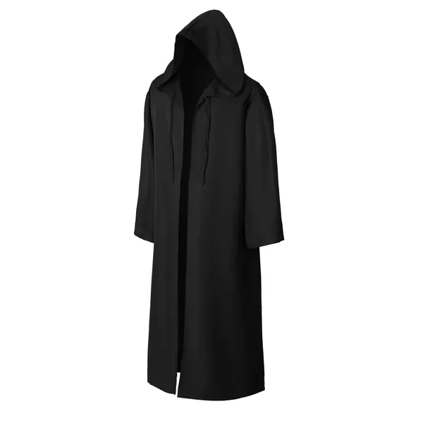 EONPOW Hooded Robe Cloak Wizard Tunic Halloween Cosplay Costume for Adult - Black - XL
