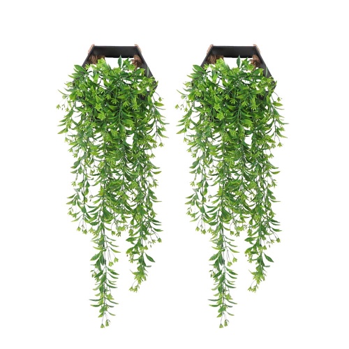 JustYit 2 PCS Hanging Garland Vine Flower Trailing Bracket plant| Artificial Ivy|Artificial Flowers Fake Wisteria Office Decoration Home Decoration Party Decoration Wedding Decoration-Green