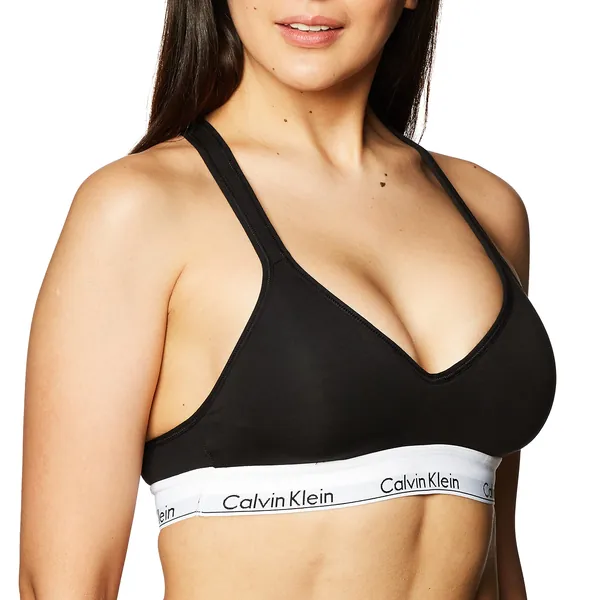 Calvin Klein Women's Modern Cotton Lightly Lined Wireless Bralette - Large Black