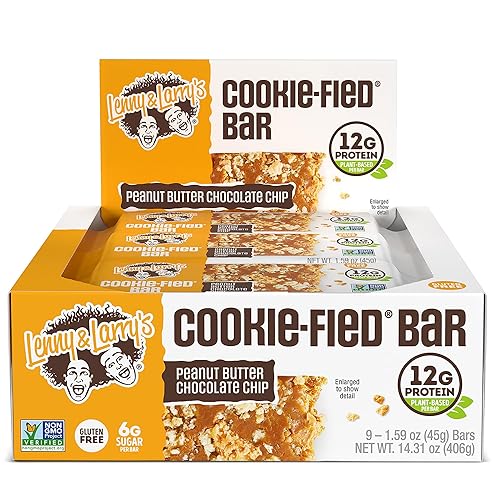 Lenny & Larry's Cookie-fied Bar, Peanut Butter Chocolate Chip, 45g - Plant-Based Protein Bar, Vegan And Non-GMO, Pack Of 9 - Peanut Butter Chocolate Chip