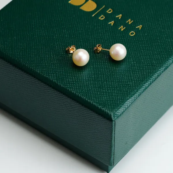 14K Gold Pearl Stud Earrings, 14K Solid Gold Pearl Earrings, Freshwater Pearl Studs