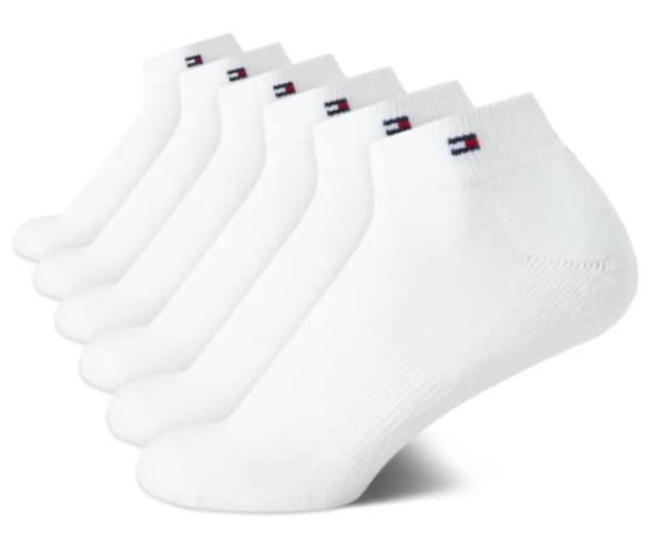 Tommy Hilfiger womens Tommy Hilfiger 6 Pair Sporty Quarter - 4-10 - White Logo
