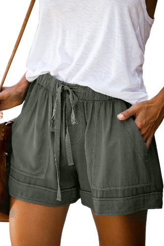 onlypuff Womens Shorts Comfy Drawstring Elastic Waist Summer Shorts with Pockets Casual Pants - A-Green - Large