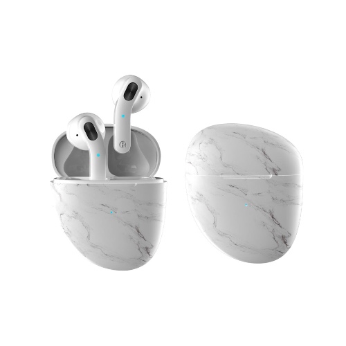 Marble Pebble Twin Bluetooth Headphones - White Pebble