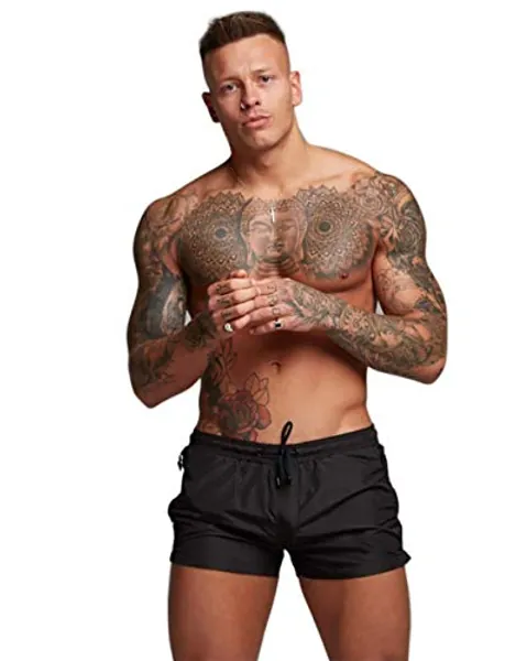 Mens Swim Trunks Quick Dry Swimwear Zipper Pockets, Swim Shorts with Mesh Lining