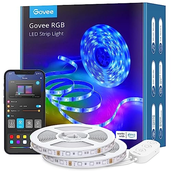 Govee Alexa LED Strip Lights 10m, Smart WiFi App Control, Works with Alexa and Google Assistant, Music Sync Mode, for Home TV Party, 2 Rolls of 5m - 10M