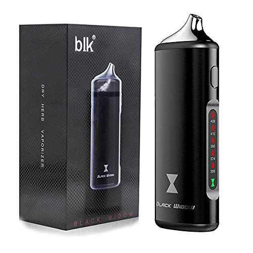 Black Widow Dry Herb Vaporizer 2021 Updated Edition by Jurassic, 2200mAh Battery, 2-in-1 Concentrate and Dry Herb Vape, Ceramic Chamber, 5 Temperature Settings, Stainless Steel Magnetised Mouthpiece