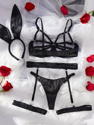 Bunny Erotic Lingerie Sexy Costume Women Night Fantasy - Black / S