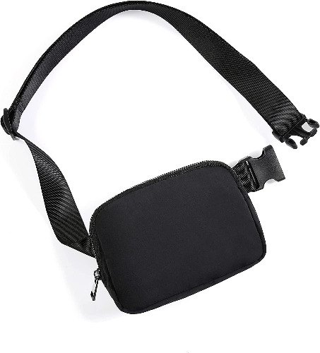 ODODOS Unisex Mini Belt Bag with Adjustable Extended Strap Small Waist Pouch for Workout Running Travelling Hiking, Black