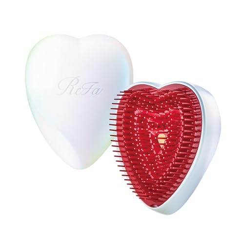 ReFa Heart Brush AURORA WHITE | Heart Shaped Hair Brush for Women | No Tangle Hair Brush | Small Hair Brush for Thick Hair | Hair Detangler Hair Brush Travel Hair Brush - AURORA WHITE