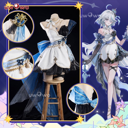Uwowo Genshin Impact Fanart Furina Night Gown Cosplay Costume - S