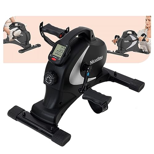 Niceday Mini Exercise Bike, Foot Pedal Exerciser, Under Desk Bike, Desk Pedal Bike, 8 Magnetic Levels Resistance, Quiet and Smooth, LCD Monitor, Pedal Machine for Arms Legs, Workout Equipment for Home