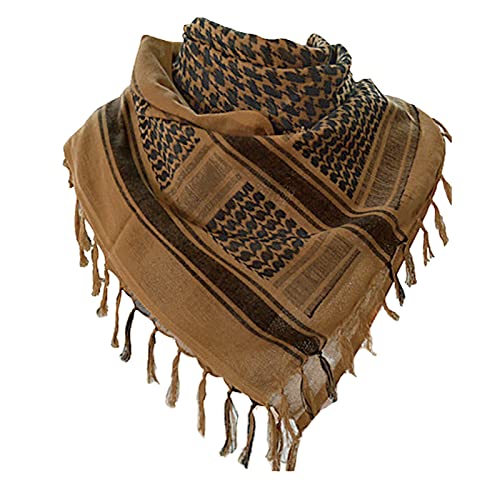 Aonal Military Shemagh Tactical Desert Scarf, 100% Cotton Keffiyeh Neck Head Scarf Wrap for Men Women - A-tan