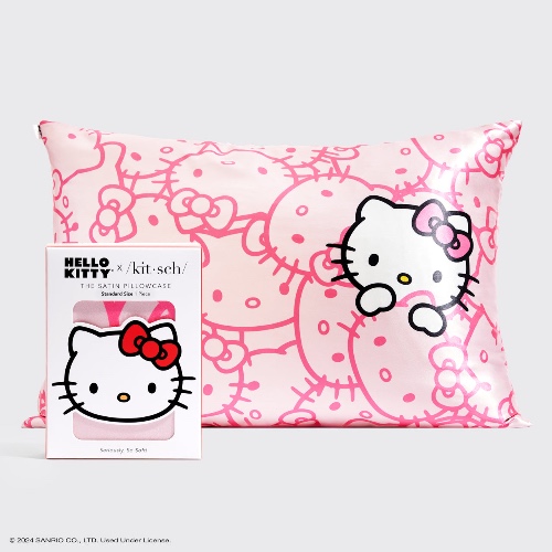 Kitsch x Hello Kitty Satin Pillowcase - Pink Hello Kitty Faces | NC