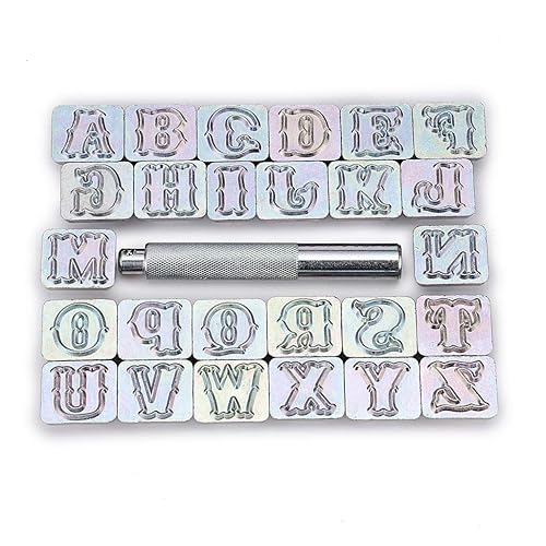 OwnMy Capital Letters Stamp Set, 3/4” / 19mm Alphabet Stamp Tools Set Leather Craft Stamping Tools Leather Art Craft Tool (19mm - 27pcs) - 19mm - 27pcs