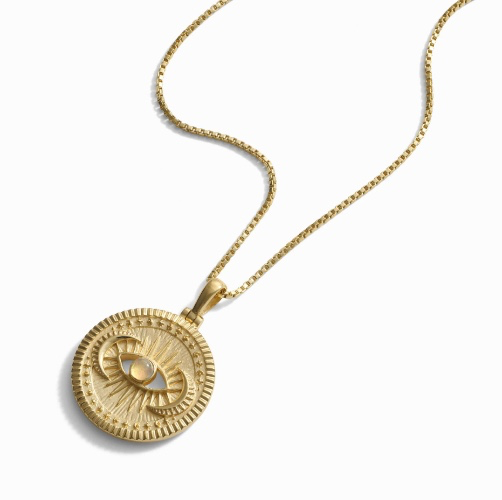 Cosmic Eye Coin Necklace - 14K Yellow Gold Vermeil / 16"-18" / Standard