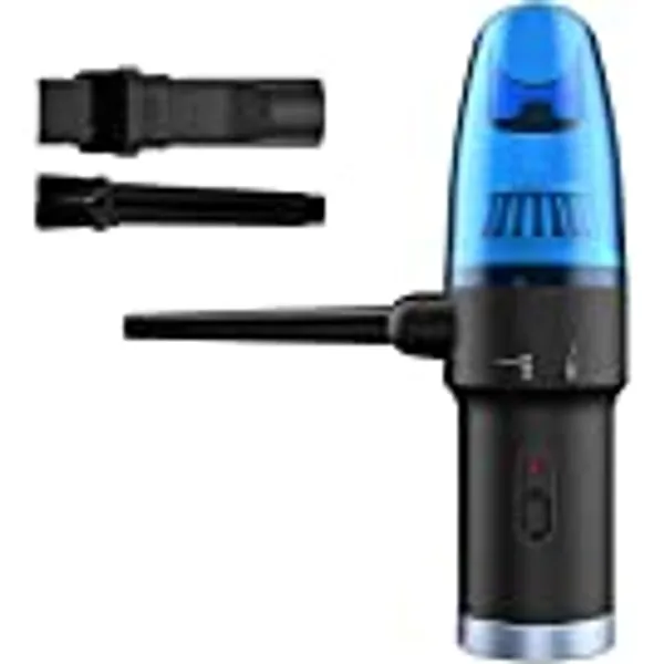 Koonie Air Blower & Vacuum 2-in-1, Powerful 60000RPM / 8000PA Compressed Air Duster, 2 Speeds,Mini Cordless Vacuum Cleaner for Computer Keyboard Camera PC Car,Rechargeable Electric Air Duster, Blue