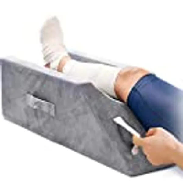 LightEase Memory Foam Leg Support and Elevation Pillow w/Dual Handles for Surgery, Injury, or Rest