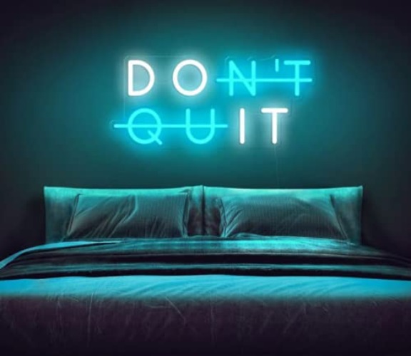 Don't Quit Neon Sign/Lights (16x24 inches) Neon LED Light, Decorative Light for Room, Glass Tube Lights Sign for Bedroom, Party and Bar (Ice Blue)