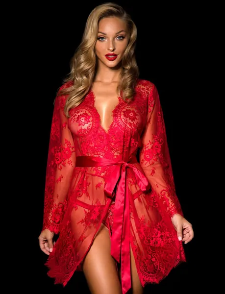 Red Love Lace Robe | S/M