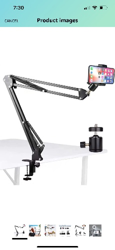 YFYFHR Overhead Tripod Mount Articulating Arm,Cell Phone Holder, Video Webcam Stand Lazy Desk Arm Clamp Table Desktop Suspension Scissor Arm Stand Accessory for Video Recording Live