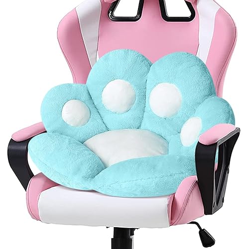 Ditucu Cat Paw Cushion Kawaii Chair Cushions 31.4 x 27.5 inch Cute Stuff Seat Pad Comfy Lazy Sofa Office Floor Pillow for Gaming Chairs Room Decor Blue - Blue - Large