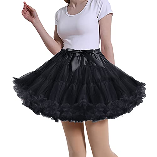 MeiLiMiYu Women's Petticoat Skirt Adult Puffy Tutu Skirt Layered Ballet Tulle Pettiskirts Dress Costume Underskirt - Black