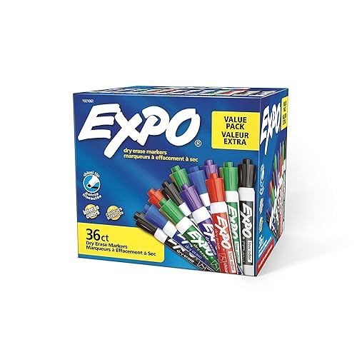EXPO Low Odor Dry Erase Markers, Chisel Tip, Assorted, 36 Count - 36 Count (Pack of 1) - Marker