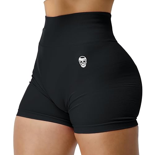 Gymreapers Infinity Seamless Workout Shorts High Waist Biker Shorts for Women Athletic Gym Running Pilates Yoga Sport Short - X-Large - Black