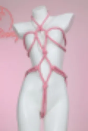 Women Sexy Lingerie Accessory - Pink Rope Body Chain Bandage 