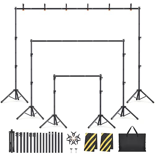 Eocnrhe Backdrop Stand for Parties, 6 Widths Available Backdrop Stand, 10x7.5ft Back Drop Adjustable Stand, Background Stand Backdrop, Photo Backdrop Stand Kit for Portrait, Studio Photography, Party
