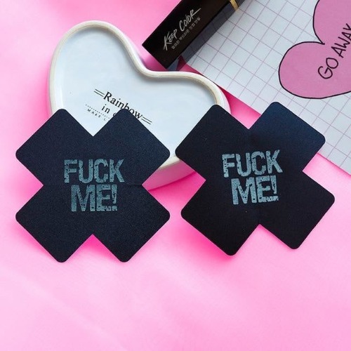 Naughty Nipple Covers - Black/Grey Fuck Me