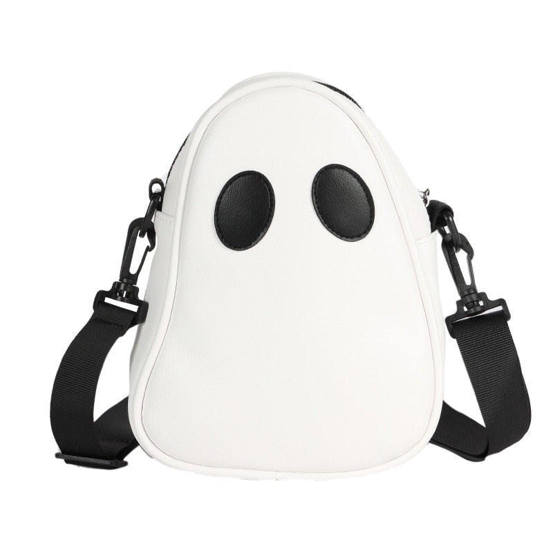 Black and White PU Fake Leather Ghost Bag - White