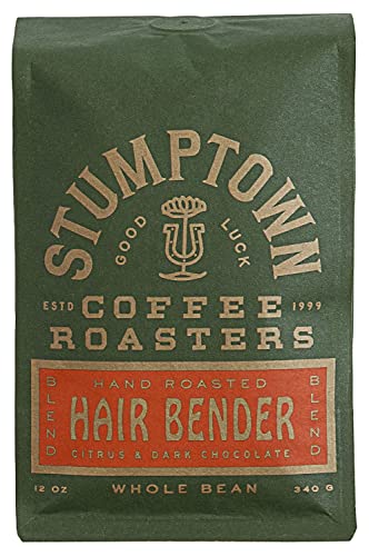 Stumptown Coffee Roasters, Medium Roast Whole Bean Coffee - Hair Bender 12 Ounce Bag with Flavor Notes of Citrus and Dark Chocolate - Hair Bender - 12 Ounce (Pack of 1)
