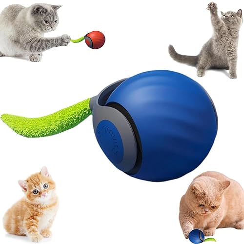 GSHLGAO Speedy Tail 2.0,Speedy Tail Cat Toy,2025 New Generation Interactive Cat Toy,Interactive Cat Toys for Indoor Cats,Smart Interactive Cat Toy Ball,Automatic Moving Cat Toy Ball with Tail (Blue) - Blue