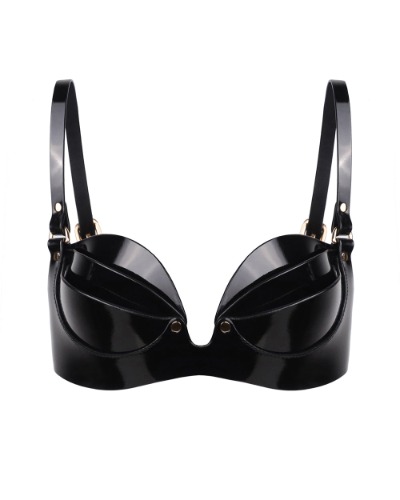 Bra "Eva" Black Patent | Black Patent / Gold / 2XL