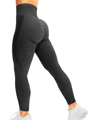 HIGORUN Women Seamless Leggings Smile Contour High Waist Workout Gym Yoga Pants - #0 Gray Medium