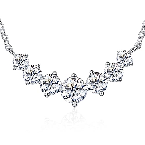 CNUGGCH Diamond Pendant Necklaces for Women, Moissanite Necklace 0.5Ct-5Ct, Anniversary Birthday Gifts for Wife, Soulmate, Jewelry Gift for Women Mom Girlfriend Girls Her - 1.7CT - Smile