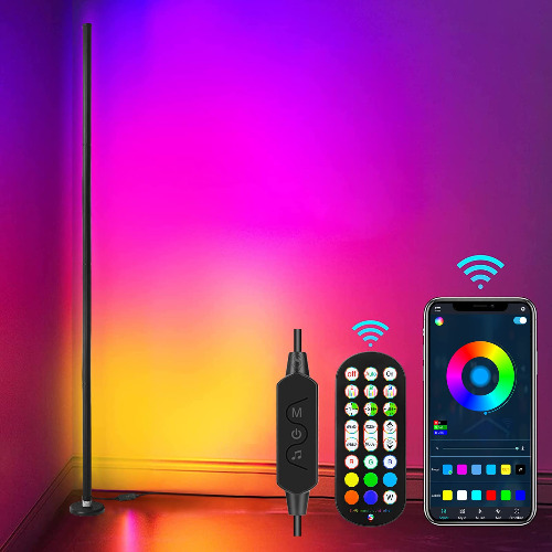 leshiou Smart Floor Lamp, Modern Floor Lamp with Music Sync, 360 Kinds Color Scene Modes RGBIC LED Floor Lamp Works for Bedroom, Living Room, Gaming Room
