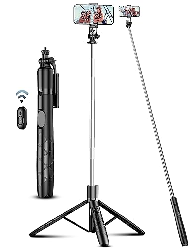 180cm Handy Stativ Ständer & Selfie Stick, Handyhalter mit Abnehmbarer Fernbedienung, Smartphone Stative, Tripod für iPhone, Handystativ Kompatibel mit iPhone Android Smartphones, Camera - Schwarz - A-[180CM＆Verstärkte Stabilität]