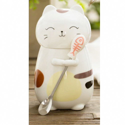 3D Cat Mug with Spoon Set - Yellow