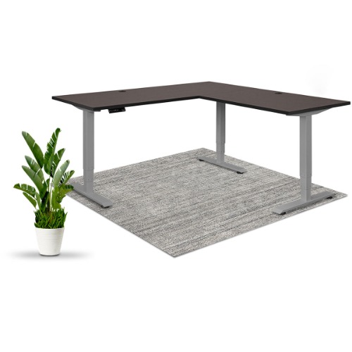 Executive Standing Corner Desk - L Shaped - Large 71" × 71" / Gray / Oak Black