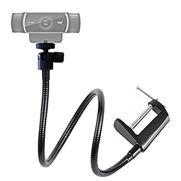 Tencro Adjustable 27" Gooseneck Desktop Webcam Stand Holder Camera Desk Clamp Mount for Logitech Webcam C925e C922x C922 C930e C930 C920 C615 and More (1/4" Threaded) - Webcam Stand (Standard)