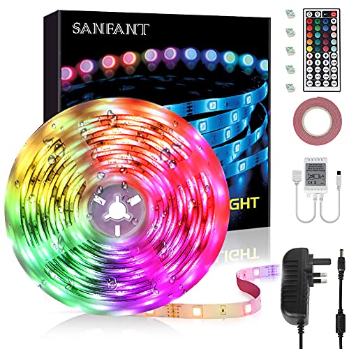 Led Strip Light 5m(16.4ft) 44 Key 5050 RGB Color Changing Led Lights with Remote for Bedroom Home Outdoor Decoration