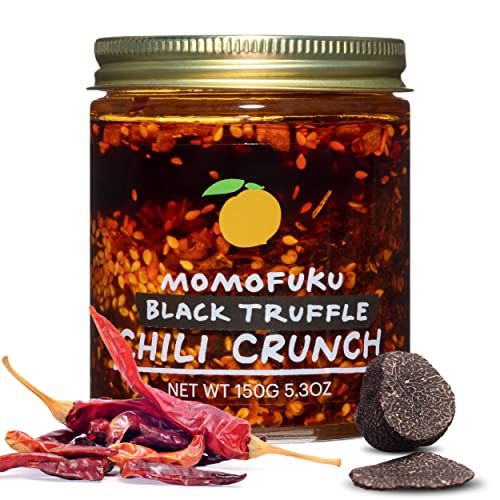 Momofuku Black Truffle Chili Crunch by David Chang, (5.3 Ounces), Chili Oil with Crunchy Garlic and Shallots, Spicy Chili Crisp with Real Truffle for Cooking as Sauce or Topping (Packaging May Vary) - Black Truffle Chili Crunch