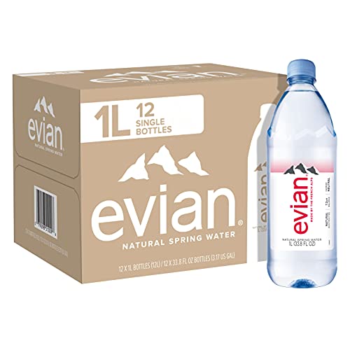 evian Natural Spring Water, Naturally Filtered Spring Water in Large Bottles, 33.81 Fl Oz (Pack of 12) - 33.81 Fl Oz (Pack of 12)