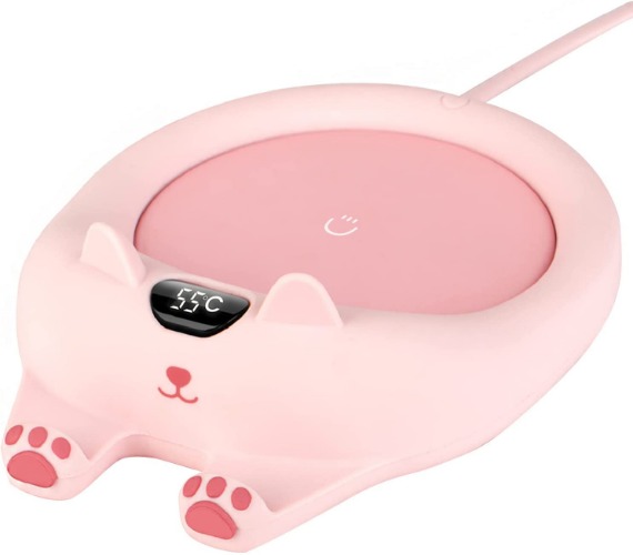 PUSEE Mug Warmer,Coffee Warmer for Desk Coffee Cup Warmer Auto Shut Off,Smart Candle Warmer With 3 Temp Settings,Electric Beverage Warmer - Pink