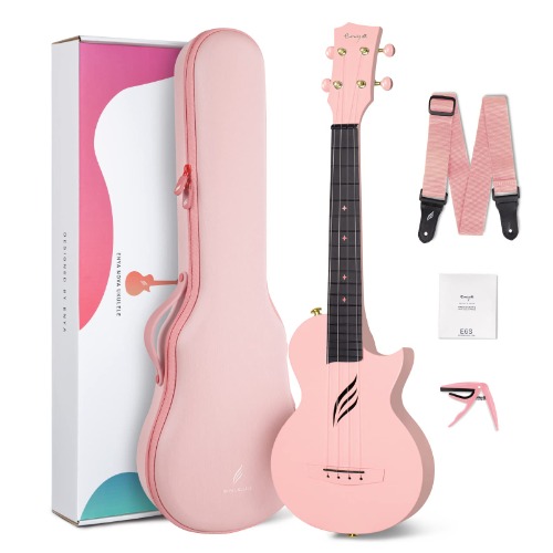 Enya Concert Ukulele Nova U 23ââ‚¬â„¢ââ‚¬â„¢ Carbon Fiber Travel Ukulele with Beginner Kit includes online lessons, case, strap, capo and strings (Pink) - Pink